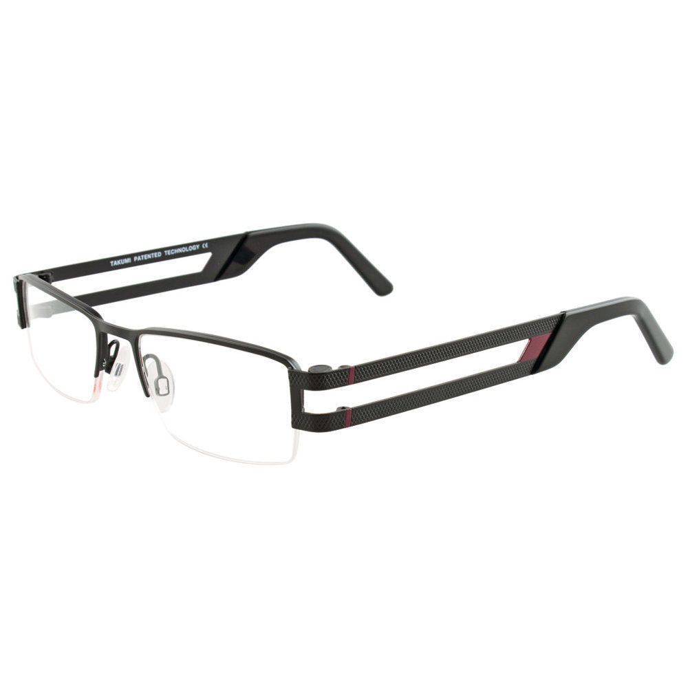 TAKUMI TK918 Eyeglasses 090 Matt Black   Burgundy 49mm